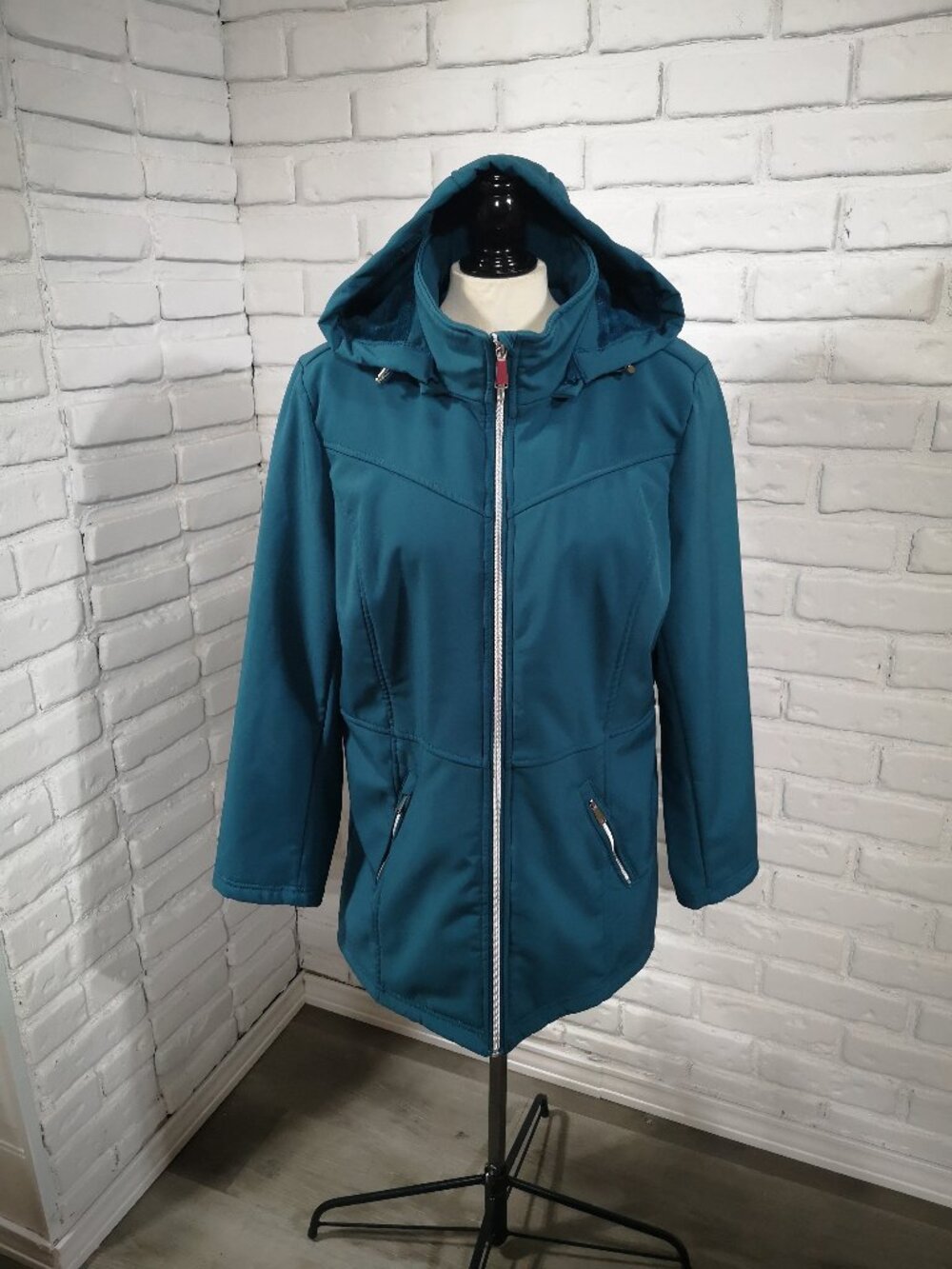 Northern Reflections Ladies Size Large Teal Green Full Zip Lined Jacket w/ Hood